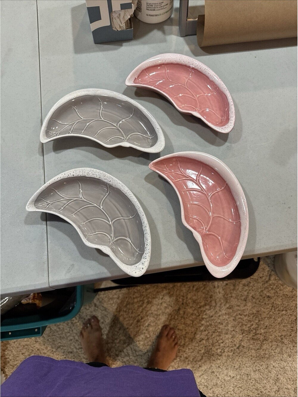 VTG 1950s Mid-Century Modern (MCM) California Pottery Relish Plates.